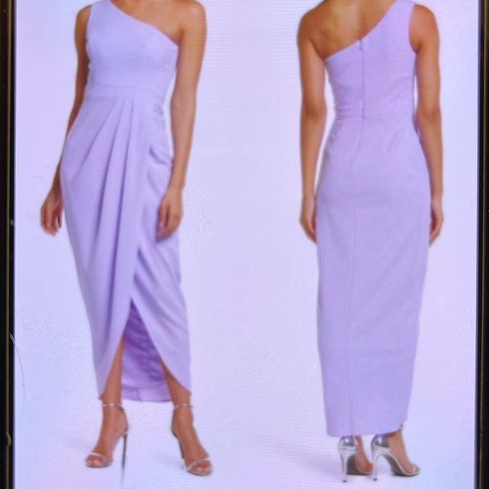 Xscape Purple Sheath Dress One Shoulder Slit